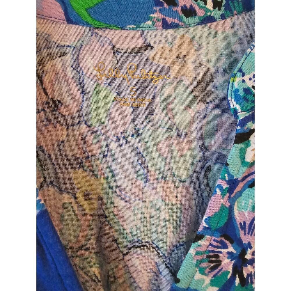 LILLY PULITZER ALAINA DRESS 3/4 SLEEVE BLUE GROTTO TWILIGHT TROPICS small $118 - Picture 7 of 9